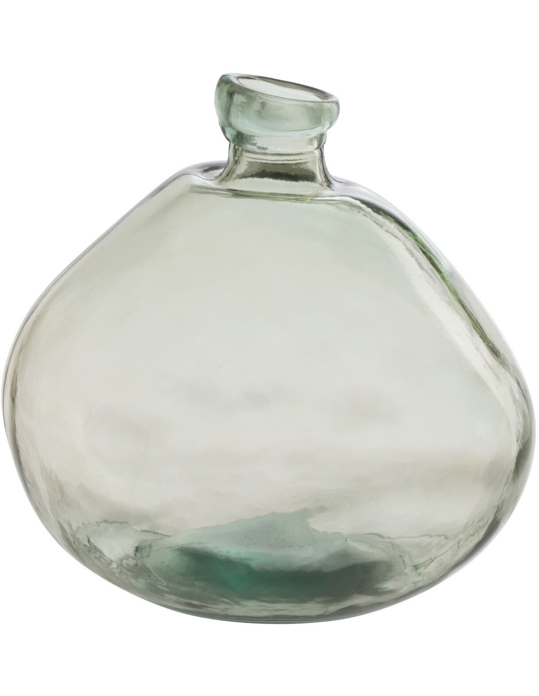 Vase dame-jeanne Laura en verre vert d'eau, hauteur 30 cm, forme arrondie douce