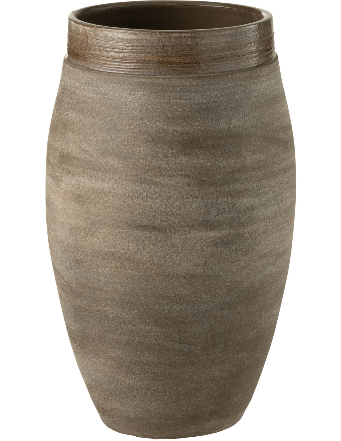 Vase jarre Gio en céramique marron, hauteur 40 cm, texture artisanale chaleureuse