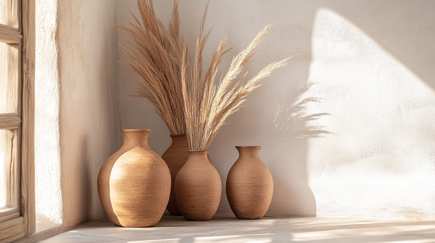 Vases en terre cuite pour décoration africaine moderne