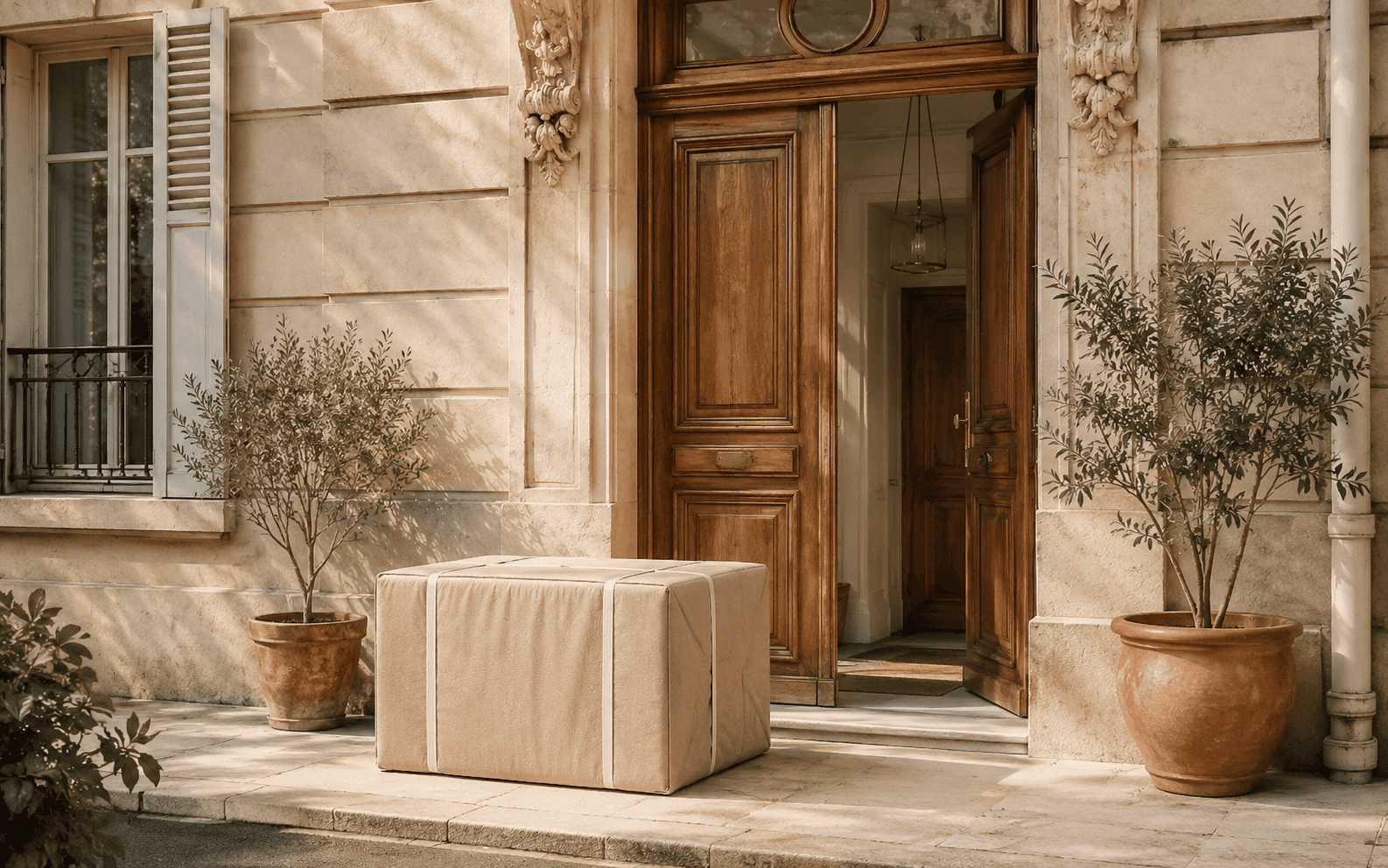Livraison d’un colis ou d’un meuble devant l’entrée d’un logement